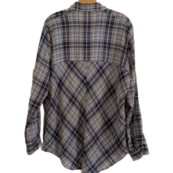 FREE PEOPLE Ladies Plaid Button Front Long Sleeve Shirt Top Size Large - Picture 3 of 8